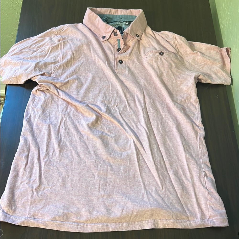 Knit Heritage Men's Pink Heathered Polo Shirt size medium